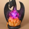 10" Dragon With Lighted Static Magic Ball Decoration