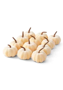 Set Of 12 Cream Velvet 2" Pumpkins