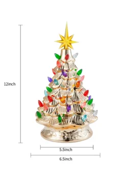 12" Gold Ceramic Christmas Tree Decoration -Fun Costumes Shop 12 gold ceramic christmas tree alt 4