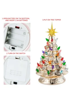 12" Gold Ceramic Christmas Tree Decoration -Fun Costumes Shop 12 gold ceramic christmas tree alt 5