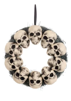 15in Skull Wreath Halloween Decoration -Fun Costumes Shop 15in skull wreath alt 3