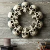 15in Skull Wreath Halloween Decoration