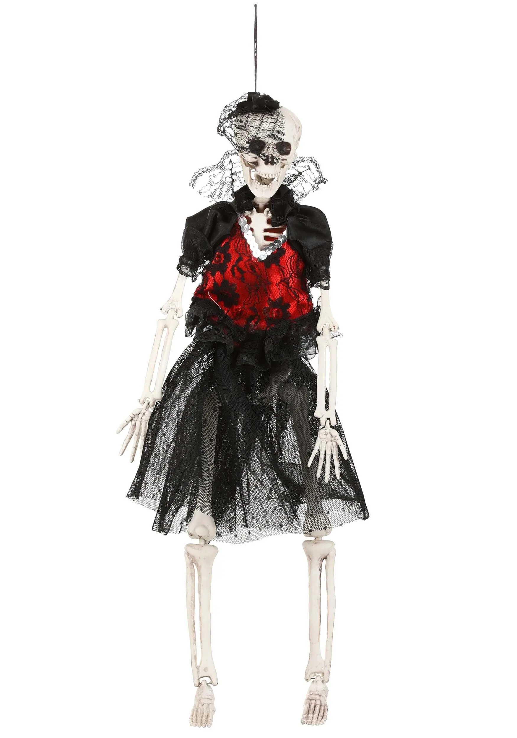 16 Inch Hanging Gothic Dress Skeleton Lady Halloween Decoration 4 16 Inch Hanging Gothic Dress Skeleton Lady Halloween Decoration - Image 4