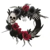 18 Inch Black Skull Wreath With Hands And Roses Decoration