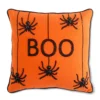 18 Inch Orange Square Beaded BOO Pillow With Spiders