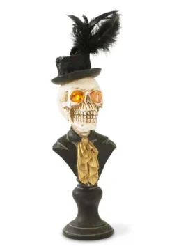 18" Skeleton Bust With LED Eyes On Pedestal