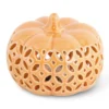 3.5" Ceramic Orange Cutout LED Pumpkin