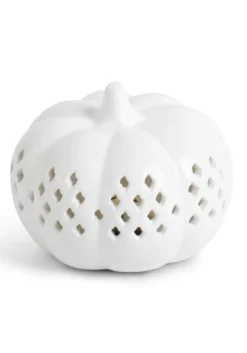 3.5" LED White Ceramic Cutout Pumpkin