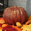 Four Inch Orange Glitter Pumpkin