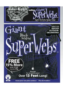 60g Large Black Spider Web With Spiders Decoration