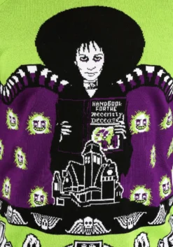 Beetlejuice Lydia Deetz Adult Halloween Sweater -Fun Costumes Shop adult beetlejuice lydia deetz ugly halloween sweater alt10