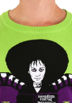 Beetlejuice Lydia Deetz Adult Halloween Sweater -Fun Costumes Shop adult beetlejuice lydia deetz ugly halloween sweater alt4