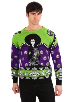 Beetlejuice Lydia Deetz Adult Halloween Sweater -Fun Costumes Shop adult beetlejuice lydia deetz ugly halloween sweater alt5