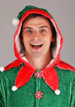 Elf Jumpsuit Costume For Adults -Fun Costumes Shop adult elf onesie costume alt 2