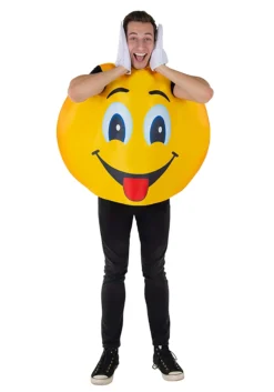 Adult Smiley Emoji Costume -Fun Costumes Shop adult emoji smiley costume alt 3