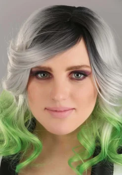 Gray And Green Ombre Wig For Adults -Fun Costumes Shop adult grey and green ombre wig alt 3