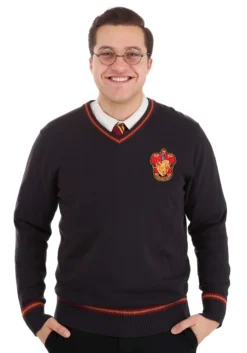 Adult Harry Potter Gryffindor Uniform Sweater 8 Adult Harry Potter Gryffindor Uniform Sweater -Fun Costumes Shop adult gryffindor uniform harry potter sweater alt 3
