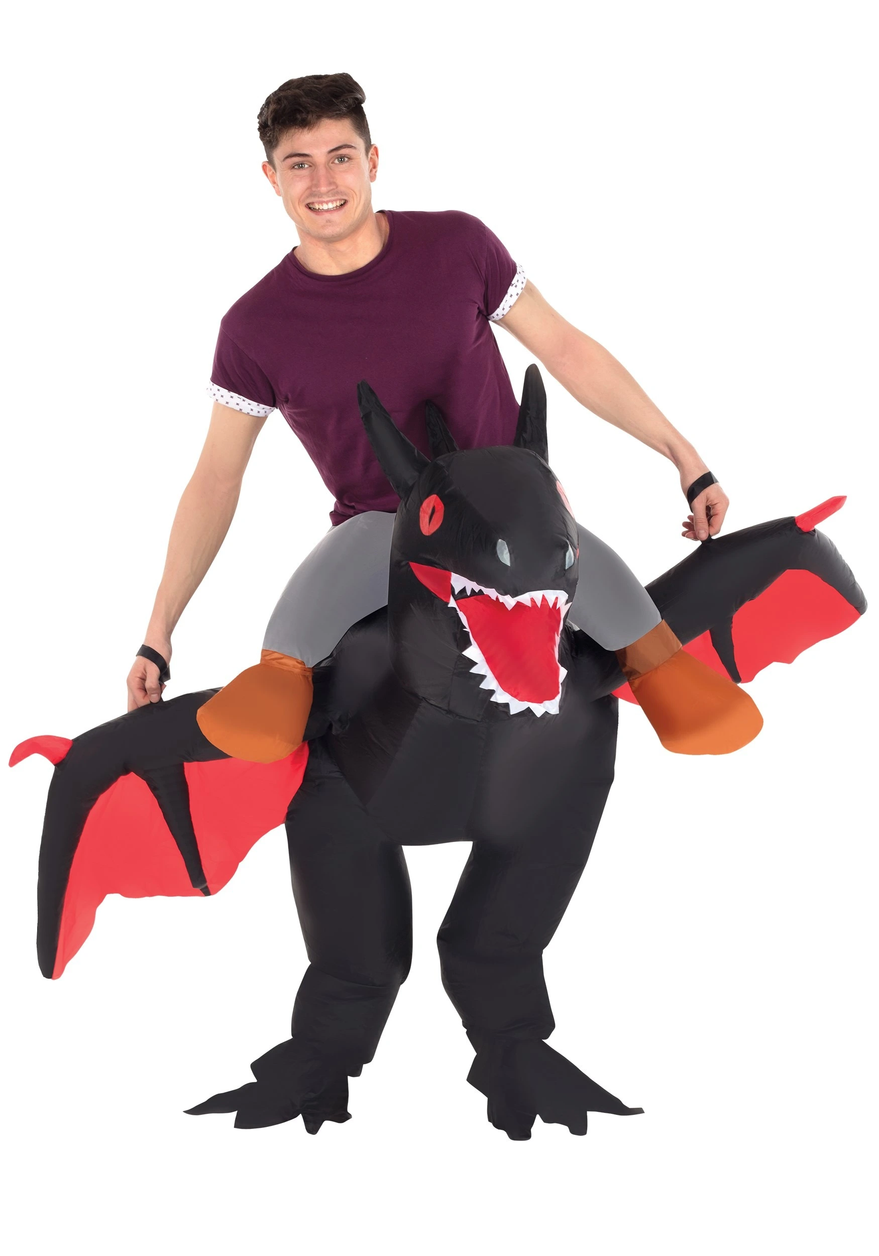 Adult Inflatable Black Ride On Dragon Costume 1 Adult Inflatable Black Ride On Dragon Costume
