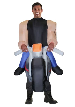 Inflatable Hell's Biker Costume For Adults -Fun Costumes Shop adult inflatable hells biker costume alt 2