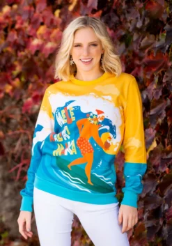 Mele Kalikimaka Surfing Santa Ugly Christmas Sweatshirt 9 Mele Kalikimaka Surfing Santa Ugly Christmas Sweatshirt -Fun Costumes Shop adult mele kalikimaka surfing santa ugly christmas sweater2