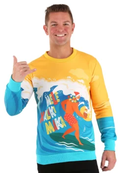 Mele Kalikimaka Surfing Santa Ugly Christmas Sweatshirt 10 Mele Kalikimaka Surfing Santa Ugly Christmas Sweatshirt -Fun Costumes Shop adult mele kalikimaka surfing santa ugly christmas sweater4