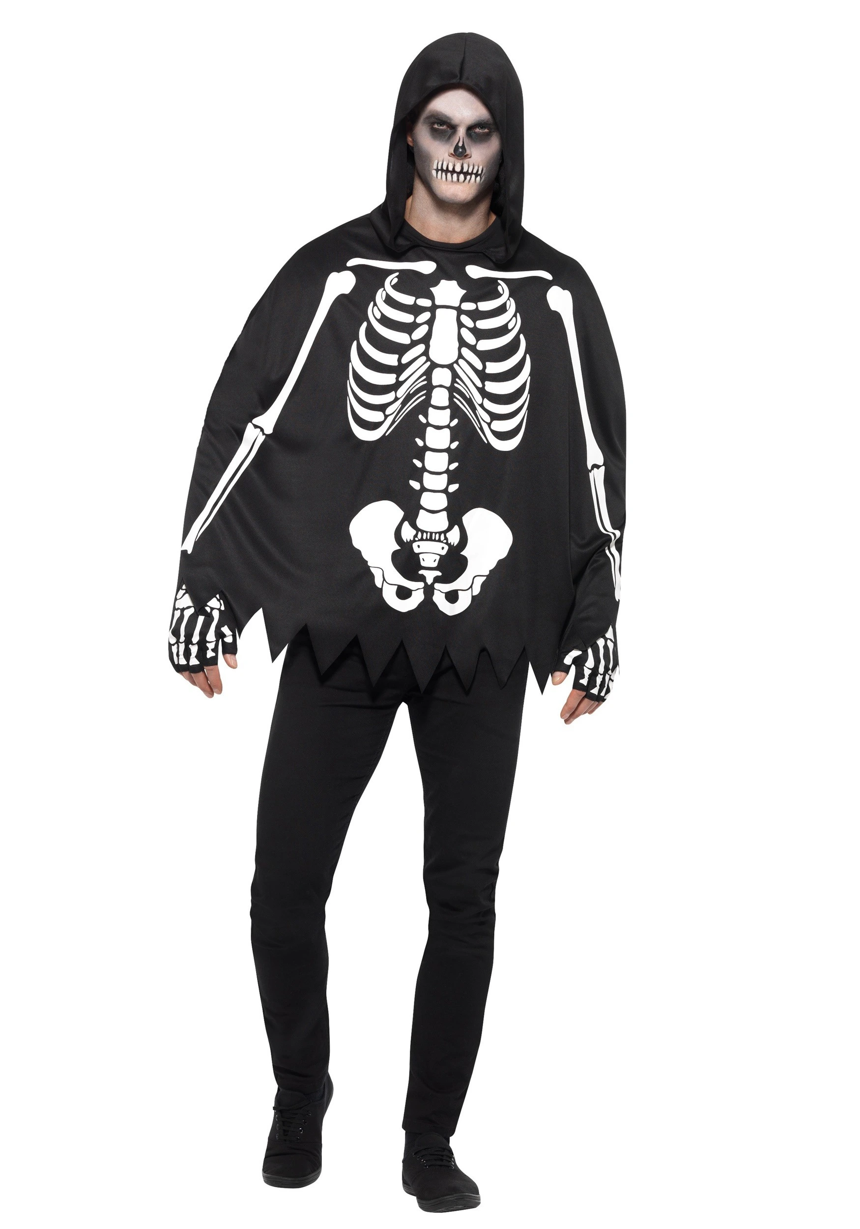 Smiffys Adult's Poncho Skeleton Costume 2 Smiffys Adult's Poncho Skeleton Costume - Image 2