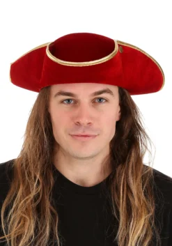 Rum Pirate Red Costume Hat For Adults -Fun Costumes Shop adult rum pirate red hat alt 3