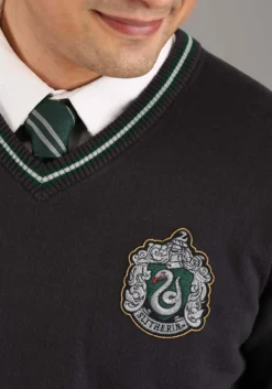 Adult Harry Potter Slytherin Uniform Sweater 11 Adult Harry Potter Slytherin Uniform Sweater -Fun Costumes Shop adult slytherin uniform harry potter sweater alt 1