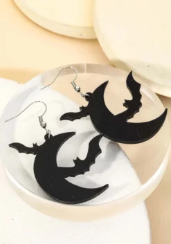 Bats And Moon Earrings Accessory