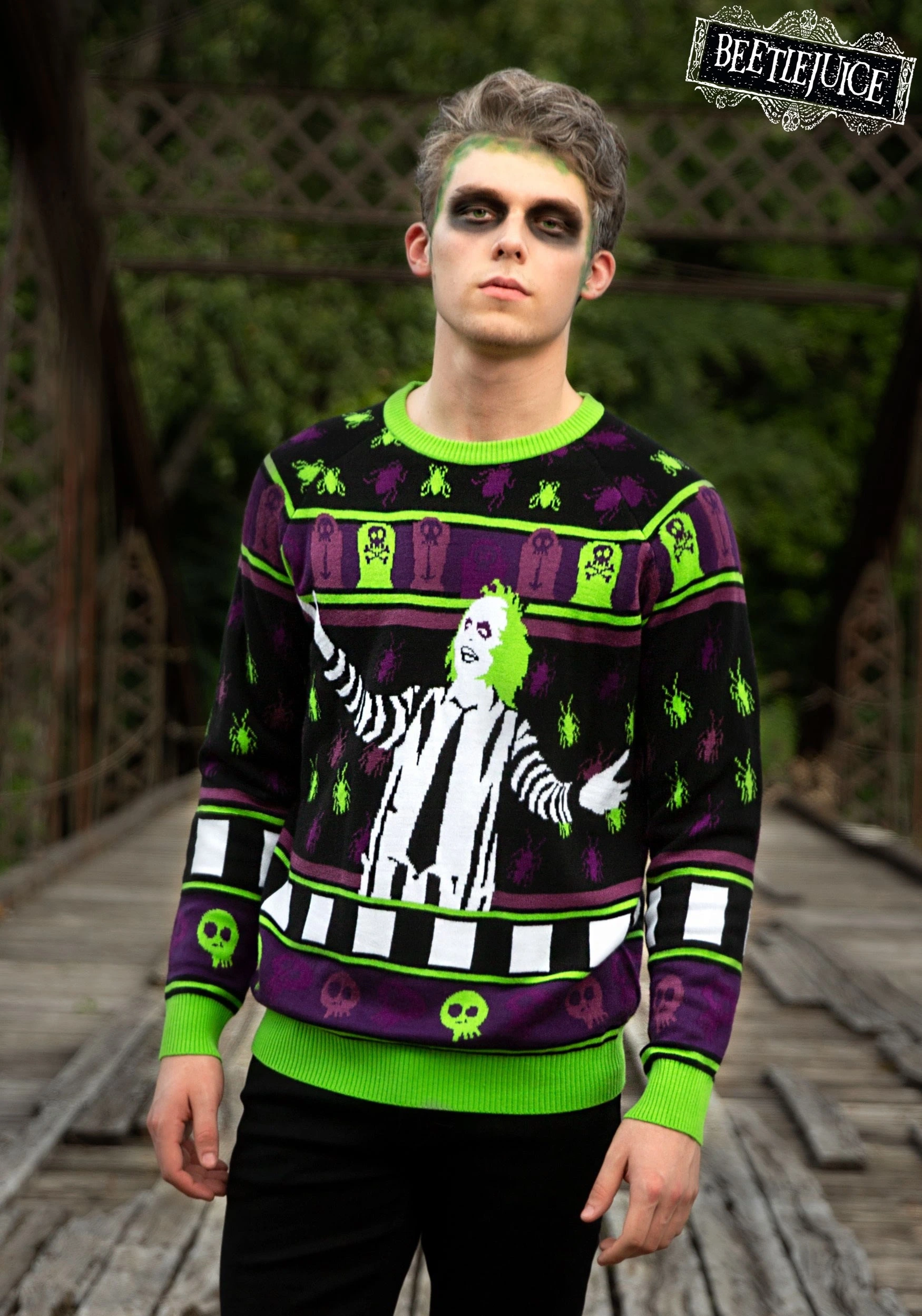 Beetlejuice It's Showtime! Halloween Sweater For Adults 1 Beetlejuice It's Showtime! Halloween Sweater For Adults