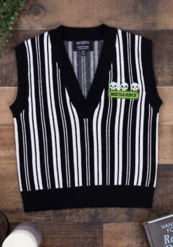 Women's Beetlejuice X Unique Vintage Cropped Sweater Vest