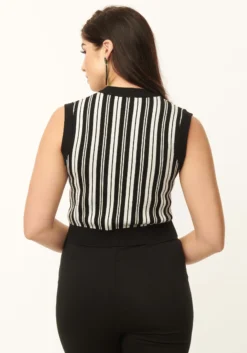 Women's Beetlejuice X Unique Vintage Cropped Sweater Vest 6 Women's Beetlejuice X Unique Vintage Cropped Sweater Vest -Fun Costumes Shop beetlejuice x unique vintage cropped sweater vest alt 2