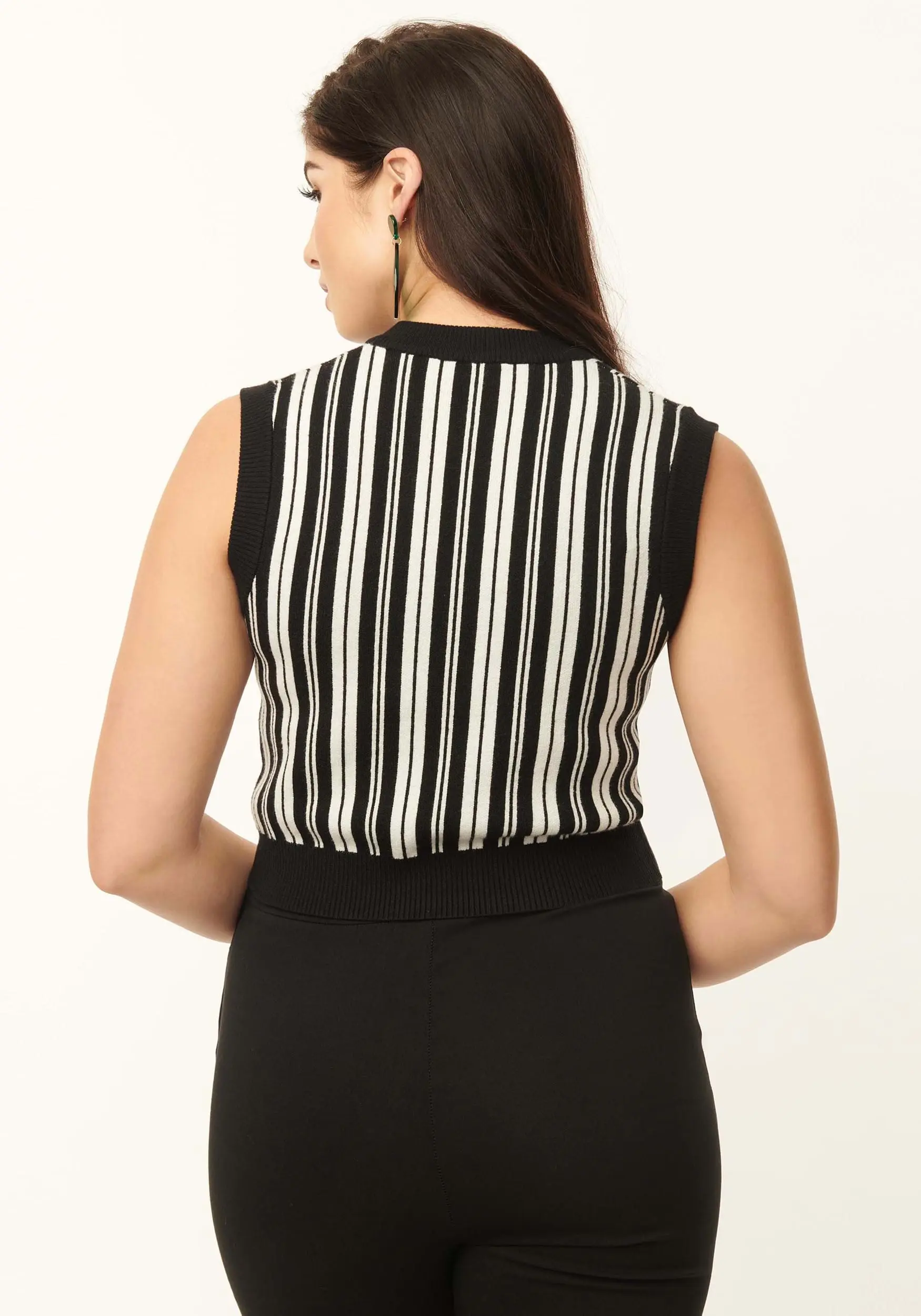 Women's Beetlejuice X Unique Vintage Cropped Sweater Vest 3 Women's Beetlejuice X Unique Vintage Cropped Sweater Vest - Image 3