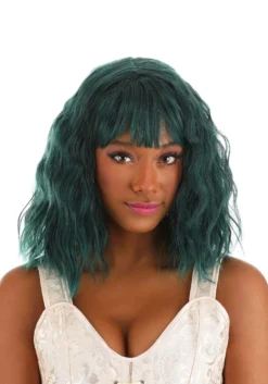 Black And Green Wavy Wig Accessory
