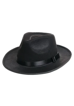 Black Gangster Fedora Hat