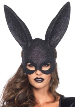 LEG AVENUE Black Glitter Bunny Mask