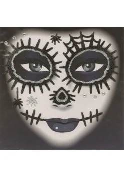 Black Glitter Day Of The Dead Tattoo