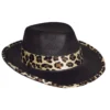 Leopard Trim Black Velvet Pimp Hat