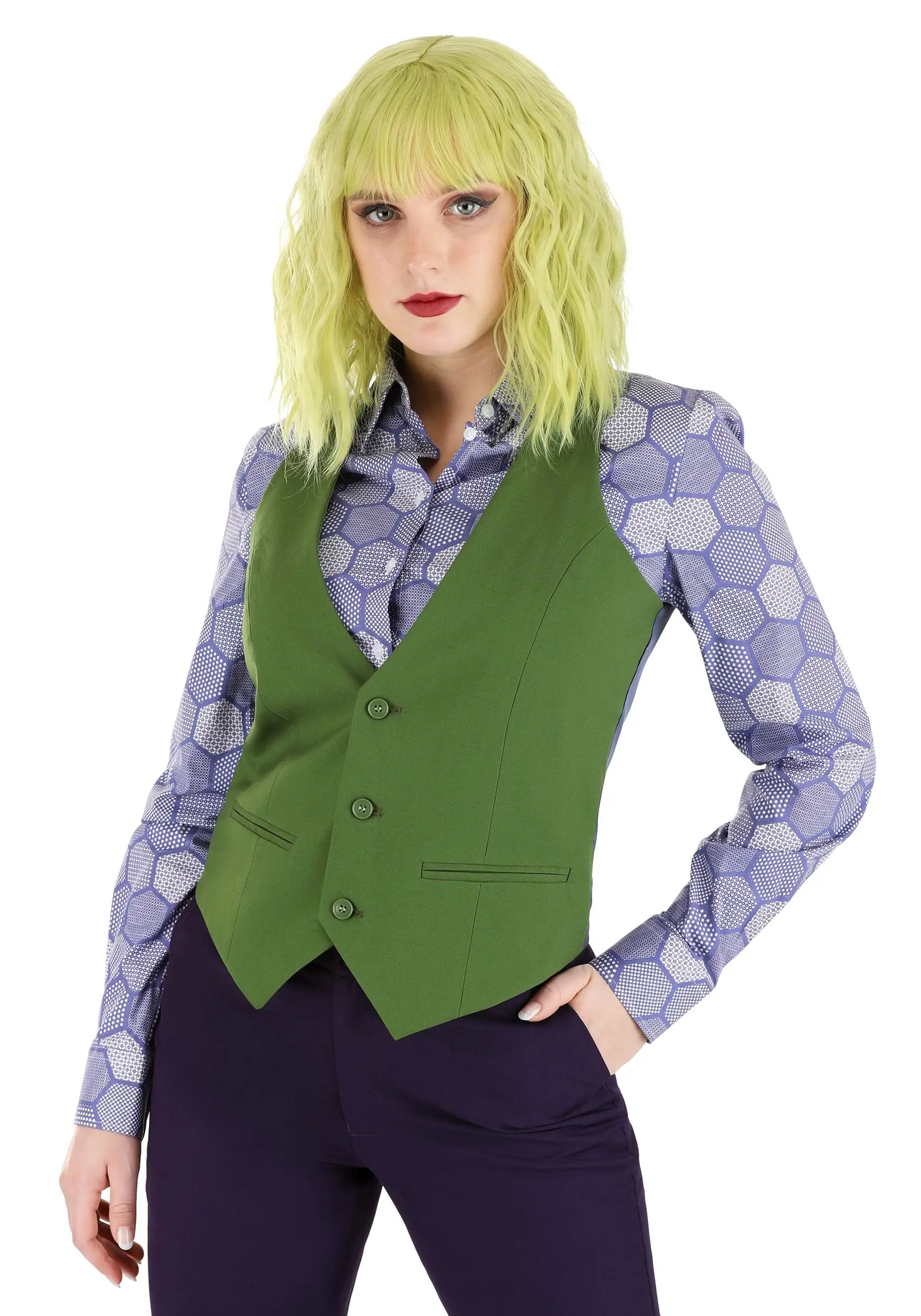 Blonde And Green Wavy Wig Accessory 2 Blonde And Green Wavy Wig Accessory - Image 2