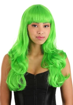 Bright Green Full Wavy Wig For Women