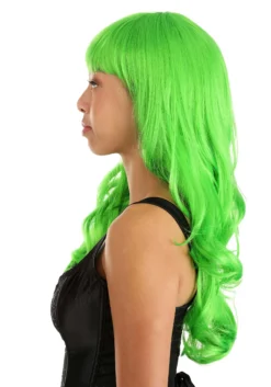 Bright Green Full Wavy Wig For Women -Fun Costumes Shop bright green full wavy wig alt 3