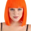 Bright Orange Bob Wig For Adults