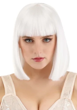Bright White Bob Wig For Women -Fun Costumes Shop bright white bob wig alt 2