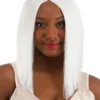 Bright White Long Bob Wig For Women