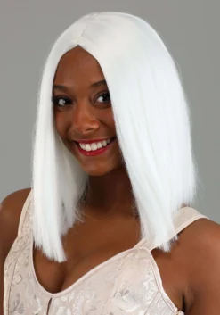 Bright White Long Bob Wig For Women -Fun Costumes Shop bright white long bob wig alt 2