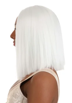 Bright White Long Bob Wig For Women -Fun Costumes Shop bright white long bob wig alt 3