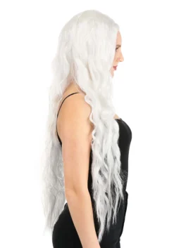Long Bright White Wavy Wig -Fun Costumes Shop bright white long wavy wig alt 2