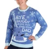 Adult Bye Buddy Narwall Blue Ugly Christmas Sweater