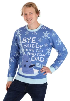 Adult Bye Buddy Narwall Blue Ugly Christmas Sweater