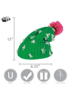 Cactus Knit Slouch Beanie -Fun Costumes Shop cactus knit slouch beanie alt 4